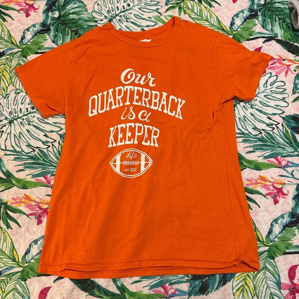 Women’s Orange Football Themed Graphic Tee